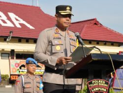 Polres Tulang Bawang Gelar Upacara Sertijab Kasat Samapta, AKBP James Sampaikan Pesan Ini